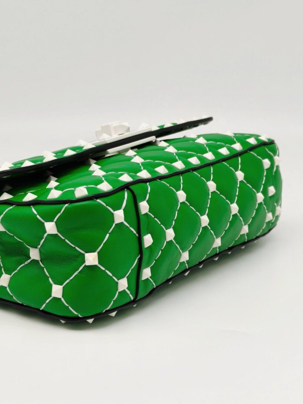 Valentino Garavani Green Roman Stud Shoulder Bag Leather Chain - Picture 7 of 15
